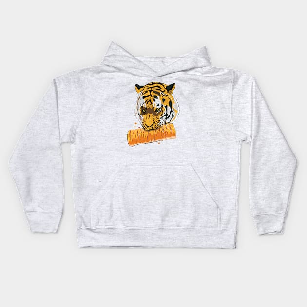 Tiger Eating Greggs Kids Hoodie by ArticArtac